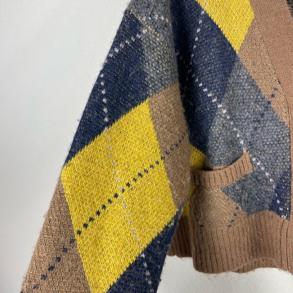 RE/DONE 90s Cropped Cardigan Argyle Sweater Size Large - Picture 7 of 8